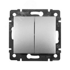 VALENA Переключатель двухклавишный в рамку на 2 направления алюминий Daccord/Legrand 770108