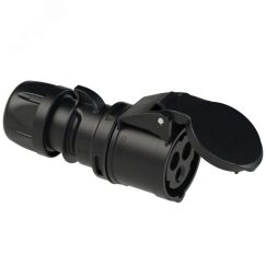 Розетка кабельная 32A/230V/1P+N+E/IP44, черная PCE 223-6x