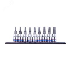 Набор торцевых насадок 1/4', TORX, Т8-Т40 мм, L = 37 мм, 9 предметов King Tony 2109PR