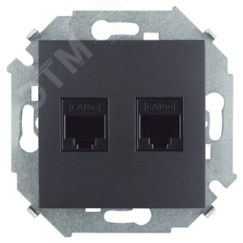 Розетка для передачи данных 2xRJ45 Cat.5e UTP (AMP) цвета графит S15 Simon 1591552-038