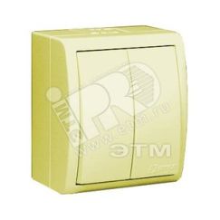 15 Aqua Выключатель двухклавишный с подсветкой IP54 10А 250В винтовой зажим S15A слоновая кость Simon 1594399-031