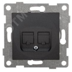 GUSI Ugra механизм розетки  компьютерной и телефонной (RJ45, RJ12), скрытая установка.  Цвет графит. GUSI Electric С11КТ-010