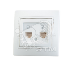 Мира Розетка RJ 45 х 2 белый с вставкой белый Lezard 701-0202-141