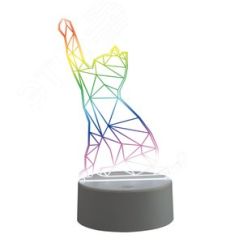 Светильник декоративный с эффектом 3D Кошка на батарейках 3AAA (не в/к) 1 светодиод RGB свет USB кабель в/к ULI-M501 RGB/3AAA CATTY/WHITE Uniel UL-00007419