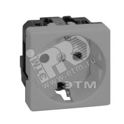 Розетка 2P+E Schuko со шторками, винтовой зажим, 16А 250В, S27, серый Simon 27472-67