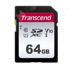 Карта памяти 64GB SD 300S UHS I, SDXC, 95 МБ/с, Class 10 Transcend TS64GSDC300S
