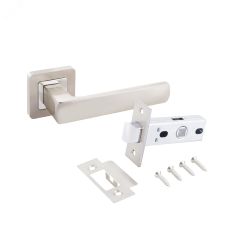 Комплект ручек и защелка АЛЛЮР АРТ КОЛОМБО SN+L45-8 SN (2380/S45) мат.никель ПТК 15199
