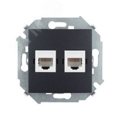 15 Розетка компьютерная двойная RJ45 кат.5е графит Simon 1591593-038