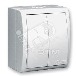 15 Aqua Выключатель двухклавишный IP54 10А 250В винтовой зажим S15A белый Simon 1594398-030