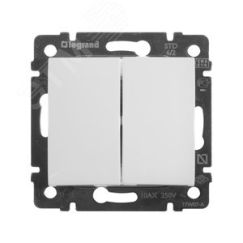 VALENA Переключатель двухклавишный в рамку на 2 направления белый Daccord/Legrand 774408