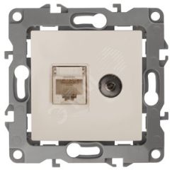 Розетка комбинированная RJ45+TV, Эра12, слоновая кость, 12-3110-02 ЭРА Б0027442