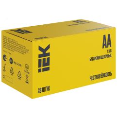 Батарейка щелочная Alkaline LR06/AA (28/бокс) IEK IEK ABT-LR06-OP-B28