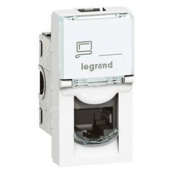 Mosaic Розетка компьютерная RJ45 UTP категория 6а 1 модуль белая LEGRAND 076571