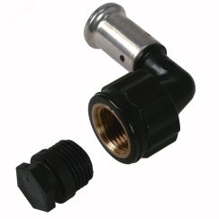 Угольник ВР 14x1/2' 90 град., ПВДФ пресс с черной заглушкой Henco 6PK-1404BP