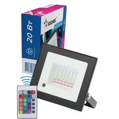 Прожектор светодиодный 20Вт, RGB с пультом, IP65, КОСМОС K_PR5_LED_20RGB