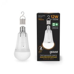 Лампа светодиодная LED 12 Вт 900 лм 3000К AC175-240В E27 А80 (груша) теплая аварийная с Li-Ion аккумулятором Black Gauss Gauss 102002112