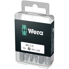 Набор бит 851/1 Z DIY 10 PH 1 вязкая твердость хвостовик 1/4 C 6.3 10 шт PH 1 x 25 мм с держателем-еврослот WERA WE-072400