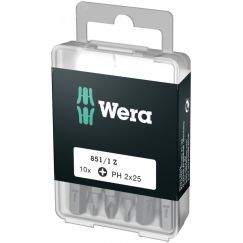 Набор бит 851/1 Z DIY 10 PH 2 вязкая твердость хвостовик 1/4 C 6.3 10 шт PH 2 x 25 мм с держателем-еврослот WERA WE-072401