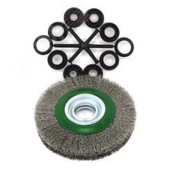 Щетка дисковая Д150x22x32+адаптеры, ворс гофр нерж сталь 0,30 (13-063) EuroBrush EB-LSS3
