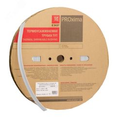 Термоусаживаемая трубка ТУТ нг 120/60 белая рулон PROxima EKF tut-120-w