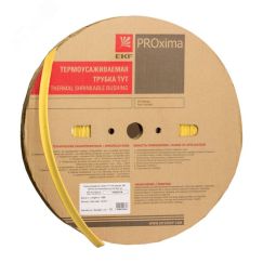 Термоусаживаемая трубка ТУТ нг 120/60 желтая рулон PROxima EKF tut-120-y