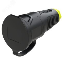 Розетка каб 16A/250V/2P+E/IP54 с черным крышкой и корпусом, маркер желтый PCE 2511-she
