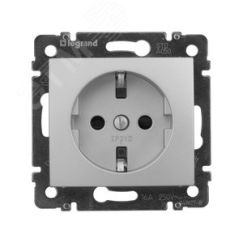 VALENA Розетка с заземлением со шторками в рамку алюминий Daccord/Legrand 770121