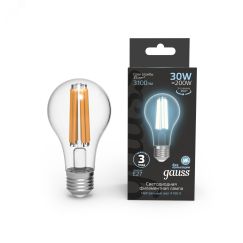 Лампа светодиодная филаментная LED 30 Вт 3100 лм 4100К AC185-265В E27 А70 (груша) нейтральный Black Filament Gauss 102902230