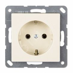 Розетка SCHUKO одинарная, с заземлением, с шторками, 16A, 250В  (механизм + накладка, без рамки). Серия- Eco Profi. Материал- термопласт. Цвет- слонов JUNG EP1420KI