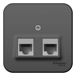 Розетка BLANCA наружная двойная компьютерная RJ45, кат.5e, с изолирующей пластиной, антрацит SE (Systeme) BLNIA045456