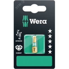 Бита биторсионная 867/1 BDC TORX SB алмазное покрытие хвостовик 1/4 C 6.3 TX 20 x 25 мм с держателем-еврослот WERA WE-134376