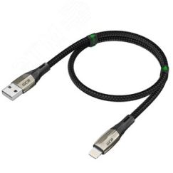 Кабель USB AM на Lightning, 1.7 м., черный нейлон, быстрая зарядка Greenconnect GCR-52003