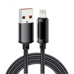 Кабель USB-A - Lightning для Apple, 2,4А, 1м, черный REXANT 18-7062