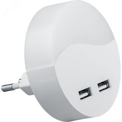 Ночник светодиодный 0.45w LED с датчиком освещенности и 2-мя USB выходами белый FERON FN1122