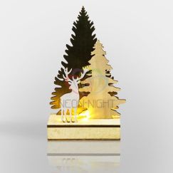 Фигурка деревянная с подсветкой Ёлочка с оленем 12x6x21,5 см Neon-Night 504-002