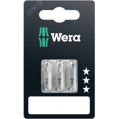 Бита 867/1 Z TORX SB вязкая твердость хвостовик 1/4 C 6.3 TX 25x25 TX 30x25 TX 40x25 3 шт с держателем-еврослот WERA WE-073376