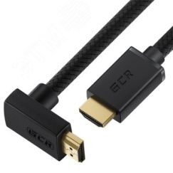 Кабель HDMI 2.0, Ultra HD 19М на 19М, 2 м., верхний угол, черный нейлон Greenconnect GCR-53293