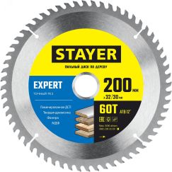 Диск пильный по дереву, точный рез EXPERT 200 x 32/30мм 60Т STAYER 3682-200-32-60_z01