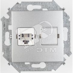 Розетка компьютерная RJ45 категория 5е алюминий Simon 1591598-033