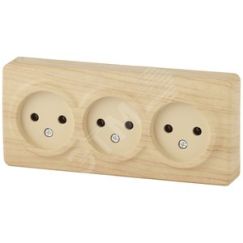Розетка 3х2P, 16A-250В, ОУ, Эра Эксперт, сосна, 11-2207-11 ЭРА Б0020699