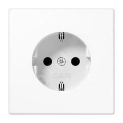 Штепсельная розетка SCHUKO одинарная, с заземлением, без шторок, 16A, 250В  (механизм + накладка, без рамки). Серия LS990  Материал- дуропласт  Цвет-  JUNG LS1520WW