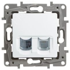 ETIKA Розетка телефонная+компьютерная RJ11+RJ45 категория 5 UTP белая Daccord/Legrand 672252