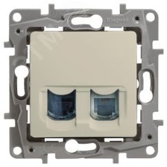 ETIKA Розетка телефонная+компьютерная RJ11+RJ45 категория 5 UTP слоновая кость Daccord/Legrand 672352