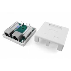 Розетка компьютерная RJ-45(8P8C) кат 6 экранированная Hyperline SB1-2-8P8C-C6-SH-WH