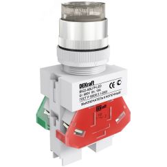 Выключатель кнопочный с фиксацией ABFP d22 мм белая LED 220В ВK-22 SE (Dekraft) 25137DEK
