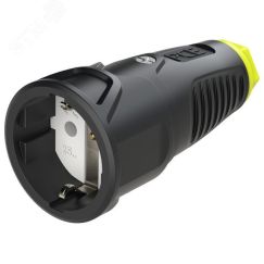 Розетка каб 16A/250V/2P+E/IP20 корпус черный, маркер желтый PCE 2510-she