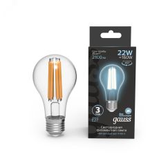 Лампа светодиодная филаментная LED 22 Вт 2100 лм 4100К AC210-240В E27 А70 (груша) нейтральный Black Filament Gauss 102902222
