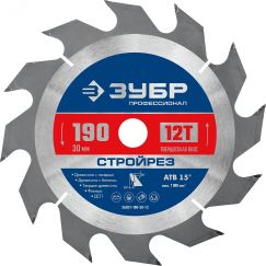 Диск пильный по строительной древесине Стройрез 190х30мм 12Т ЗУБР 36931-190-30-12