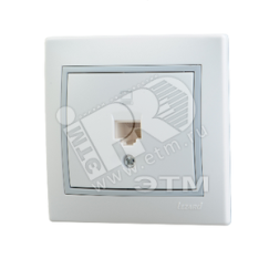 Мира Розетка RJ 45 белый с вставкой серый Lezard 701-0215-139
