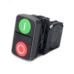 Кнопка двойн SB5 в сборе модуль 22мм зел I+красн O пластик 1НО+1НЗ SE (Systeme) SB5AA73415